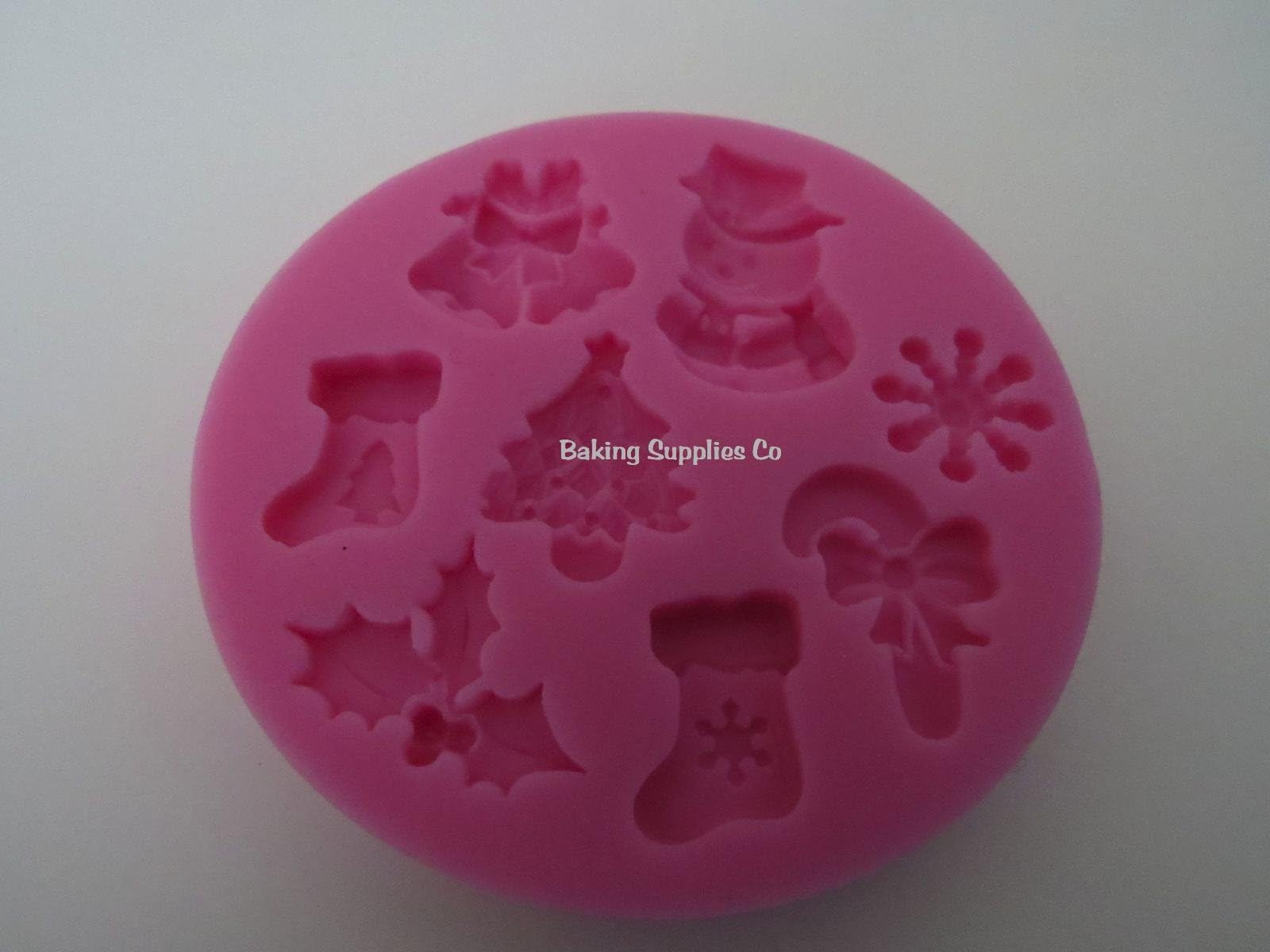 CHRISTMAS DECORATION SILICONE MOULD - CAKE ICING SOAP CLAY DOUGH WAX
