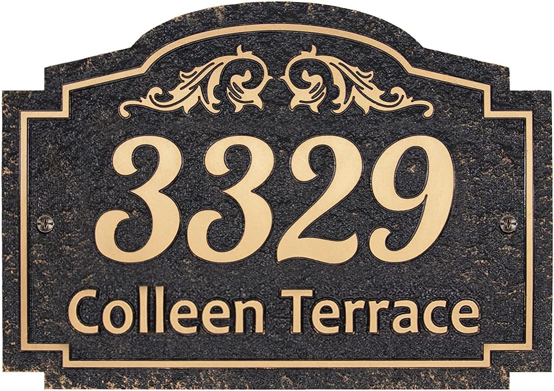 Plaques & Wall Art - Handcrafted Carving Vintage Address Plaque Home Address Sign Decorative Personalized House Sign Garden Wall Plaque - Imitation Metal - Any Font - Arbitrary Layout (Garden)