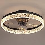 QUMFIXPU Ceiling Fan with Light, 19.7'' Flush