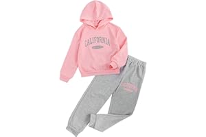 SOLY HUX Girl's Letter Print Drop Shoulder Hoodie Sweatshirt and Jogger Sweatpants 2 Piece Outfit