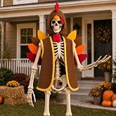 2 Pcs Turkey Outfit for 12 Ft Skeleton Thanksgiving Yard Accessories | Felt Vest and Turkey Headpiece. Sized for a 12 Foot Giant Skeleton. For Outdoor Yard, Lawn, and Fall Displays.