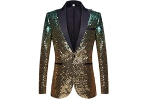 PYJTRL Men Fashion Gradual Change Color Sequins Suit Jacket