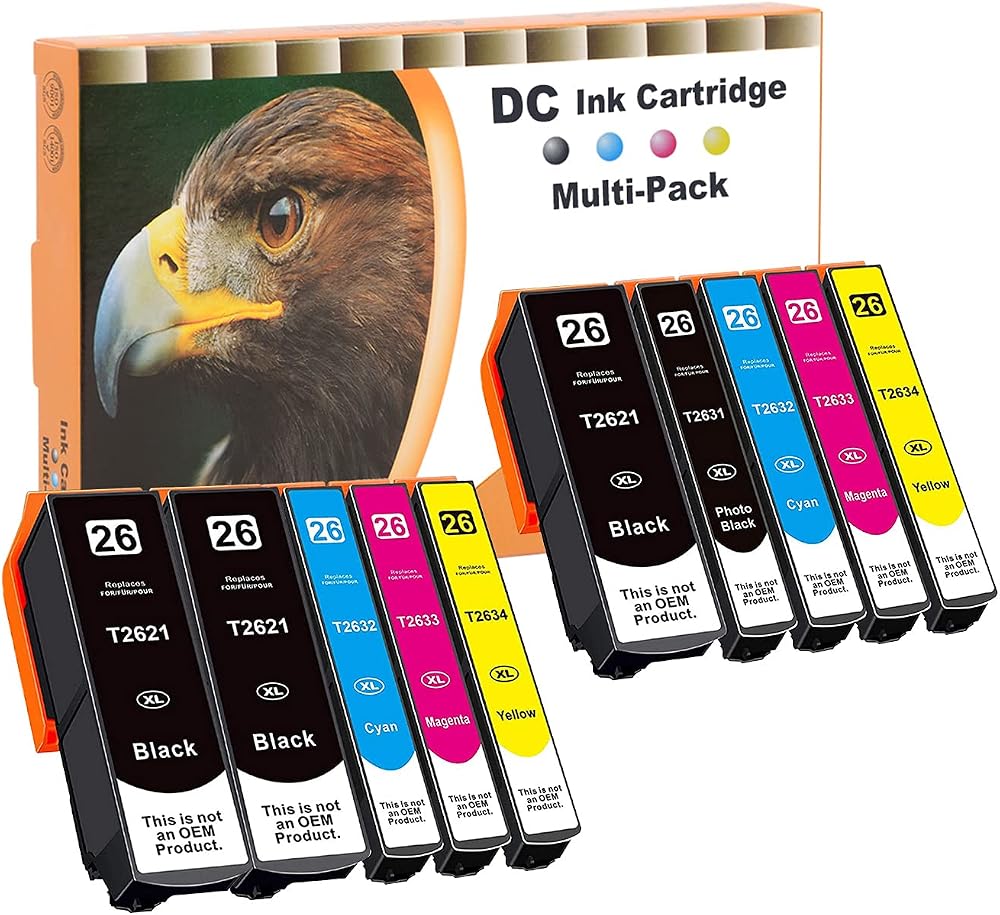 D&C 26XL Ink Cartridge Replacement for Epson Expression Premium XP Printers (10