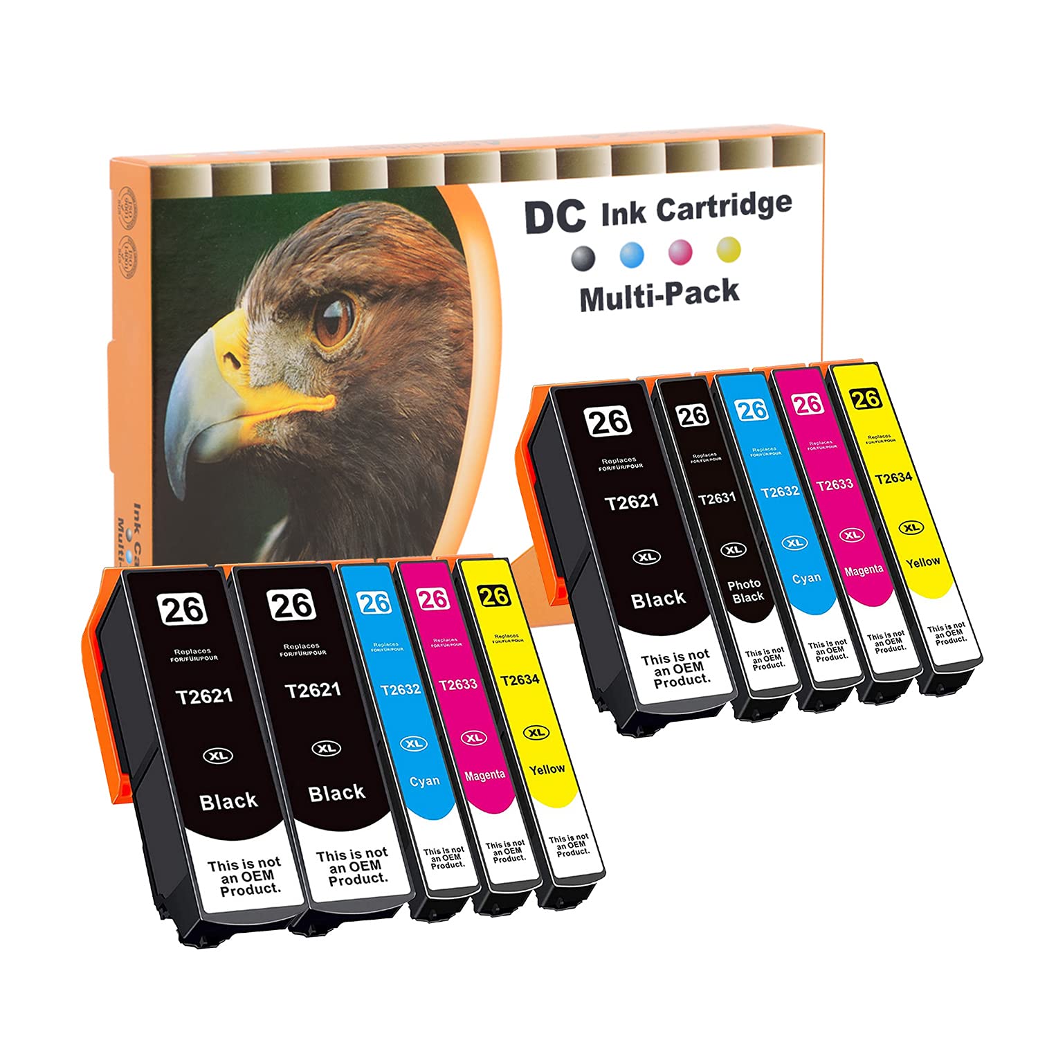 D&C Compatible Ink Cartridge Replacement for Epson 26XL for Epson Expression Premium XP-510 XP-520 XP-600 XP-605 XP-610 XP-615 XP-620 XP-625 XP-700 XP-710 XP-720 XP-800 XP-810 XP-820 (10-Pack)