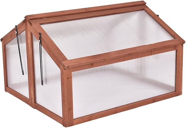Amazon Com Giantex Garden Portable Wooden Cold Frame Greenhouse Raised Flower Planter Protection 35 4 X31 3 X23 0 Garden Outdoor