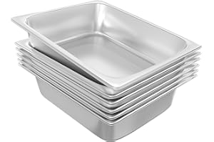 EGGKITPO 1/2 Hotel Pans Half Size 6-Pack 4 Inch Deep Silver Stainless Steel Steam Table Pan Tray for Food, Catering Pan for Cafeterias, Hotel and Restaurant