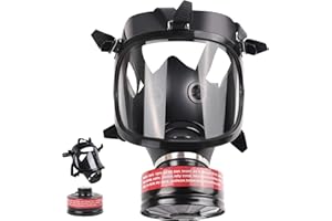 VOCITXI Gas Mask Survival Nuclear and Chemical, Full Face Respirator Mask with 40mm Activated Carbon Charcoal Filter Canister Reusable Respirator for Dust Spray Machining Medical Soldering Polishing