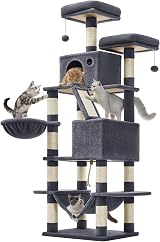 Feandrea Cat Tree 168 cm Large Tower with 13 Scratching Posts Smoky Grey