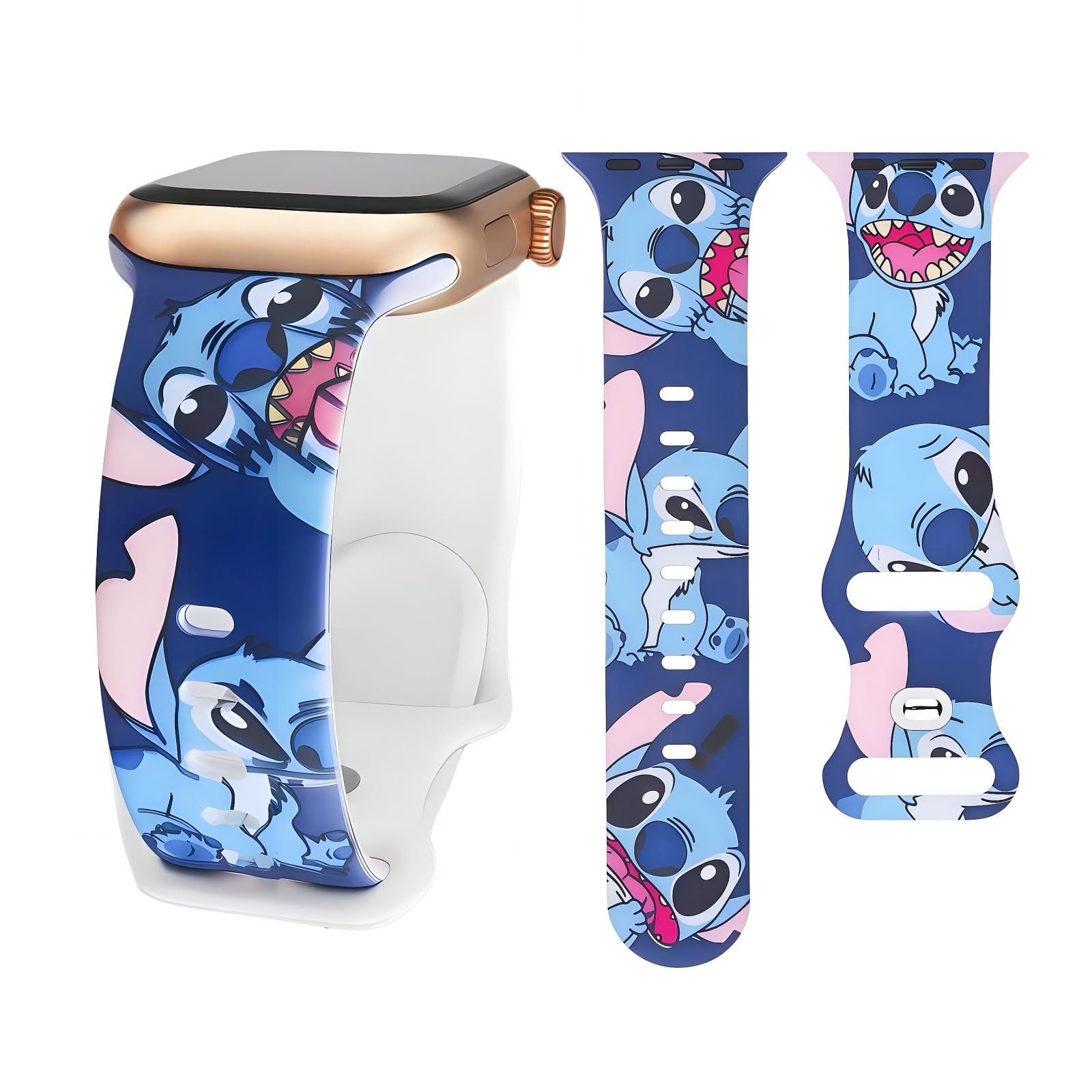 Cute Cartoon Design Pattern Printed Bands Compatible with Apple Watch Band 42mm 44mm 45mm 46mm 49mm, Grade Soft Silicone Sports Wristband Strap for iWatch Ultra SE & Series 10/9/8/7/6/5/4/3/2/1