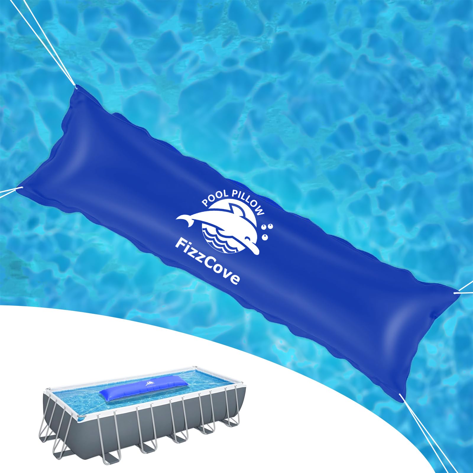 Photo 1 of 15 Ft Pool Pillows for Above Ground Pools Cover Winterizing - Extra Durable 0.5mm PVC Pool Closing Winter Kit for Supporting Pool Covers (Blue, 4×15 Ft)