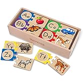 Melissa & Doug Self-Correcting Alphabet Wooden Puzzles with Storage Box (52 pcs) ABC Puzzles, Wooden Alphabet Puzzle for Kids