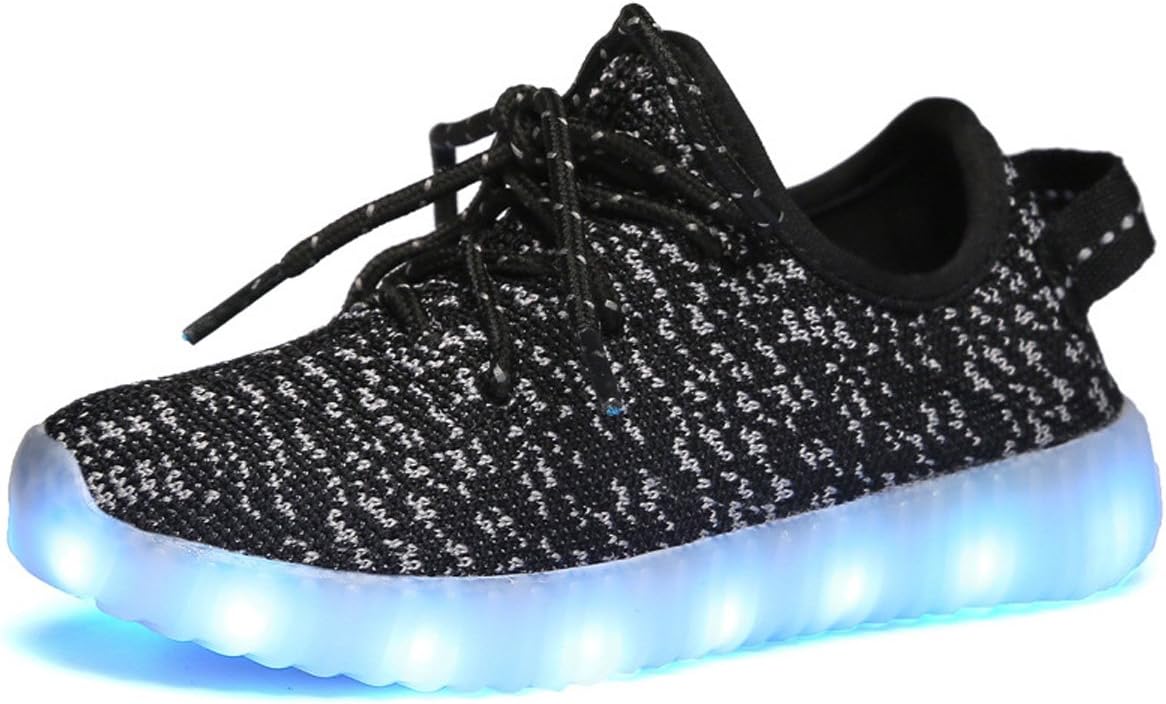 Decollra Kids Led Light Up Shoes for Toddlers Little Big Boys Girls flashing Lace-up Sneakers 3 Black