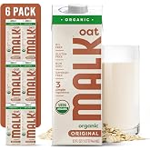 MALK Organic Oat Milk - Shelf Stable & Dairy Free Creamer - 32OZ 6-Pack | Plant-Based Milk For Cereal, Smoothies, Coffee, Dai