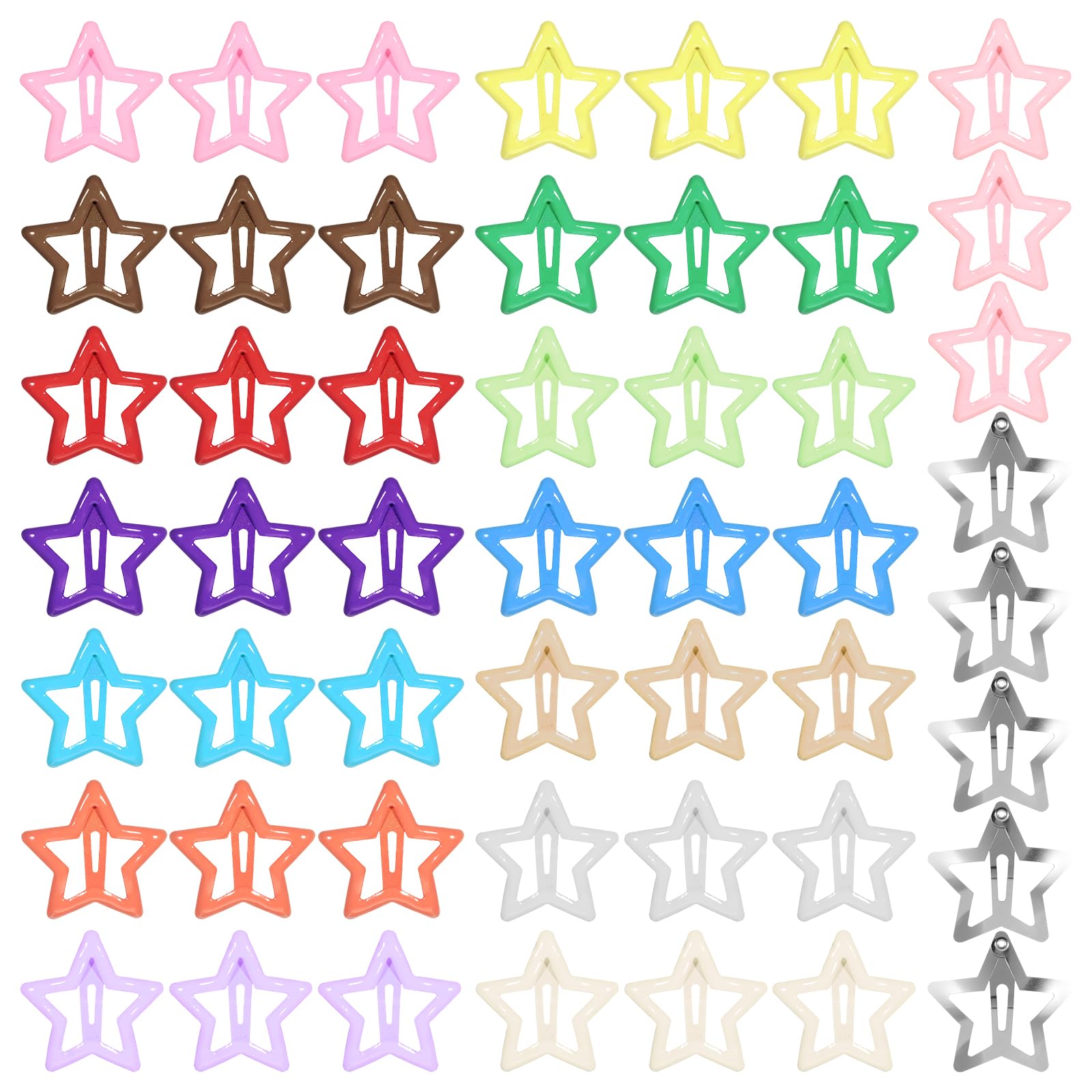 50PCS Star Hair Clips for Girls Non-slip Colorful Snap Kawaii Hair Clips Hair Barrettes Metal Cute Hairpins Star Hair Accessories for Women Girls