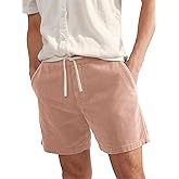 PLEPAN Mens Corduroy Shorts 5 Inch Casual Elastic Waist Drawstring Lightweight Summer Beach Shorts with Pockets
