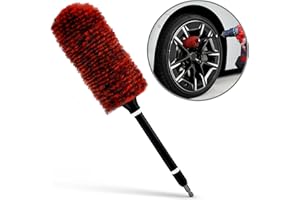 Wheel Brush for Cleaning Wheels, 1 Pc Rim Drill Brush, Microfiber Wheel Brushs with Drill Adapter, Gentle Fiber Brush for Ele