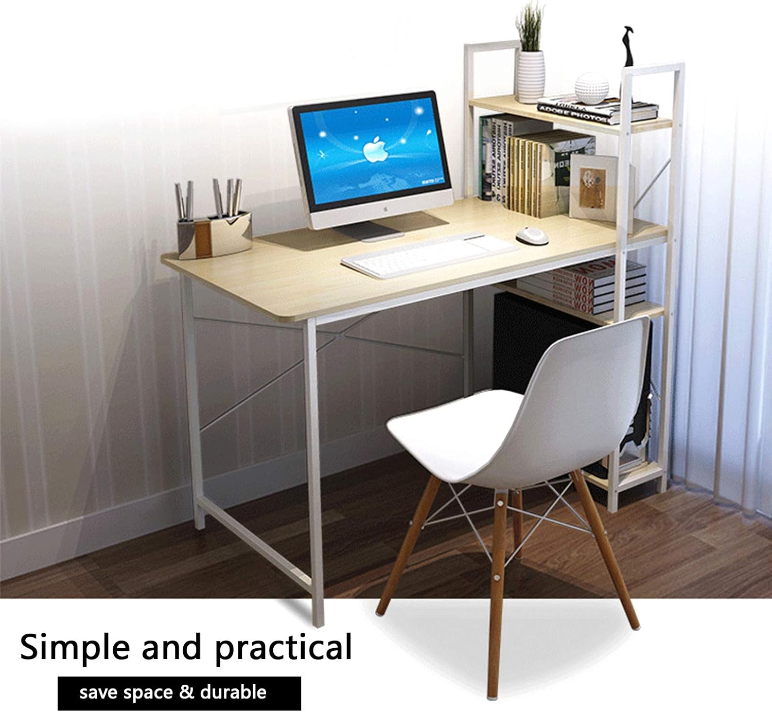 Power Computer Table Anmas Power Computer Desk with 4 Shelves,PC Laptop Table Home Office ...
