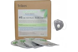 Tribos glass beads blast media, sand blasting media, sand blaster for air compressor - 8 LBS - 3 sandblasting masks (# 8 (80~100Mesh))