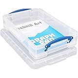Really Useful Box Plastic Storage Box, 4 Liters, 14 5/8" x 10 1/4" x 3 3/8", Clear