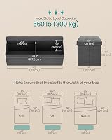 SONGMICS MAZIE Storage Ottoman Bench 110 cm Folding Foot Rest Dark Grey LSF80GYZ view 3