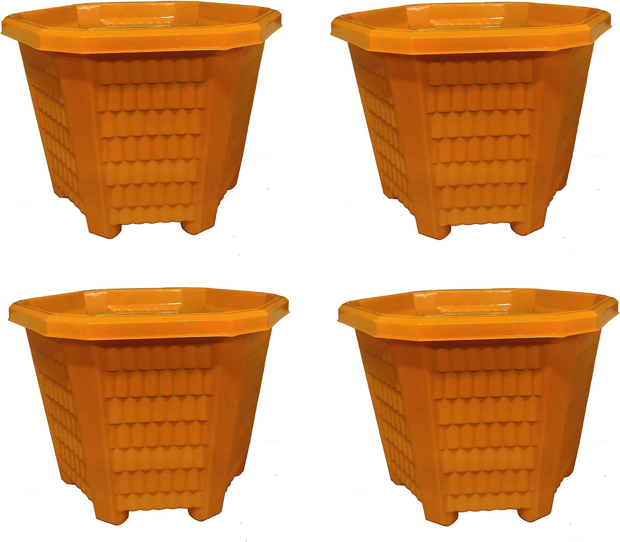 JRM's Hexagon Shape Flower Pot for Home Garden Office Plant Pot Balcony Flowering Planter (Set of 4, Extra Small)
