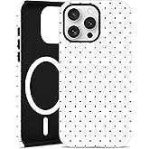 Jusy Compatible with MagSafe Polka Dot Case for iPhone 14 Pro, Cute Aesthetic Polka Dots Magnetic Phone Case, Soft TPU and Hard PC Protective Phone Cover for Women Girls (Matte) - White