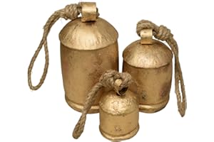 RW REPLICA WAREHOUSE Vintage Handmade Rustic Door Hanging Bells Harmony Cow Bells for Lucky Christmas Décor Farmhouse Metal Shabby Chic Bells