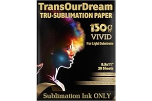 TransOurDream 130g Tru-Sublimation Paper 20 sheets for Inkjet Printers (Vivid, 8.5x11") Sublimation Heat Transfer Paper for Sublimation Ink ONLY