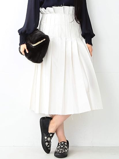 Amazon Co Jp レイビームス Ray Beams スカート Rbs バック サテン プリーツ スカート レディース White 0 服 ファッション小物