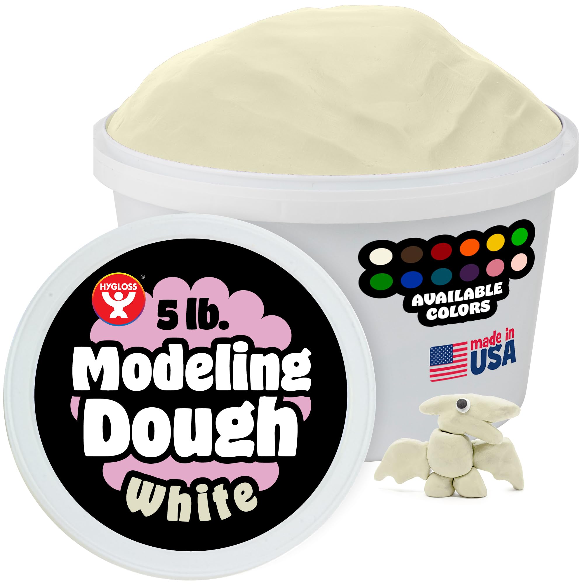 Photo 1 of Hygloss Play Modeling Dough for Kids – Safe & Non-Toxic Sensory Dough for Arts and Crafts – 5 lb Tub – Play Clay for Toddler Activities, Preschool Classroom Must-Haves – White Color, Unscented