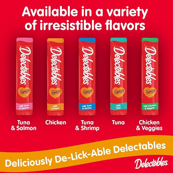 DELECTABLES SQUEEZE UP HANDHELD LICKABLE TREATS, CHICKEN, (TUNA AND TUNA AND SALMON) 54 COUNT