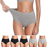 ASIMOON Womens Cotton Underwear Breathable Stretch Postpartum Panties Full Coverage Ladies Briefs Multipack
