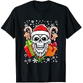 Gothic Christmas Ugly Skull Rock Christmas Sugar Skull Xmas T-Shirt