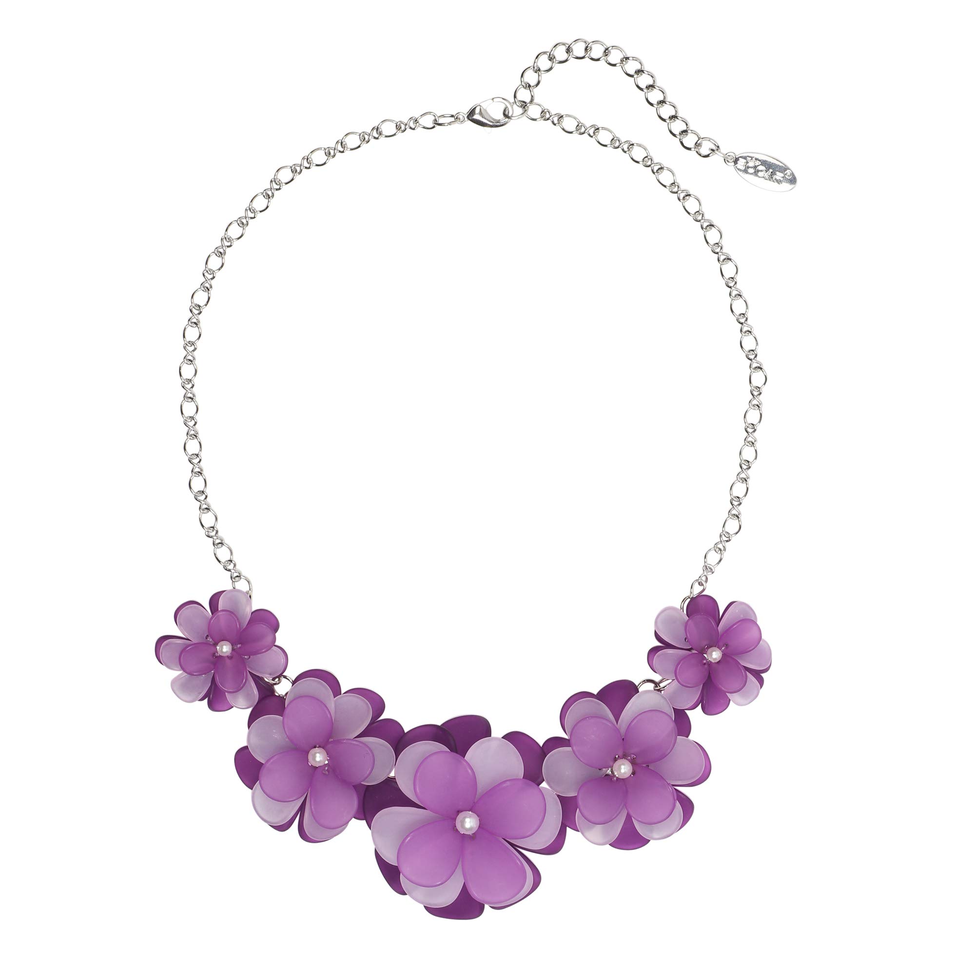 Bocar Acrylic Pendant Collar Flower Statement Choker Necklace for Women (NK-10241-purple) — image 1