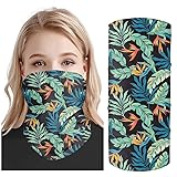 Face Scarf Cover Black Floral Leaf Mask Bandana