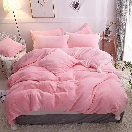 Amazon Com Liferevo Luxury Faux Fur Bedding Set Rabbit Hair Duvet