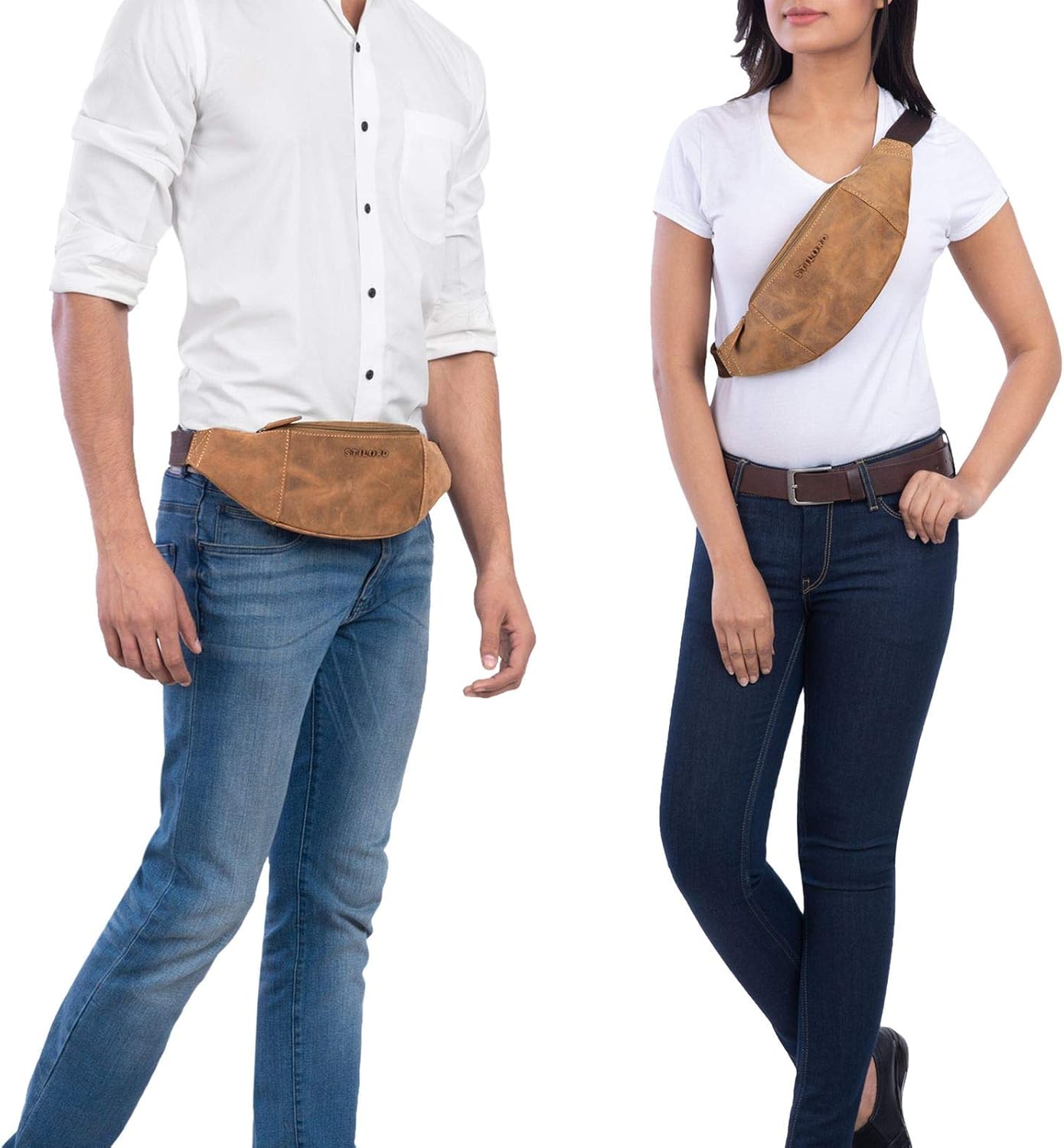 STILORD "Shawn" Large Bum Bag Leather Pouch Bag Fanny Pack Vintage Belt Bag for Men and Women Festival Travel Genuine Leather Colour:Used Look - Image 3
