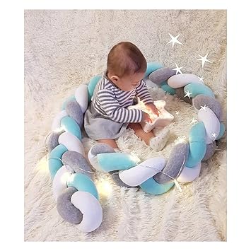 infant soft pad braided crib bumper knot pillow cushion cradle decor for baby girl and boy