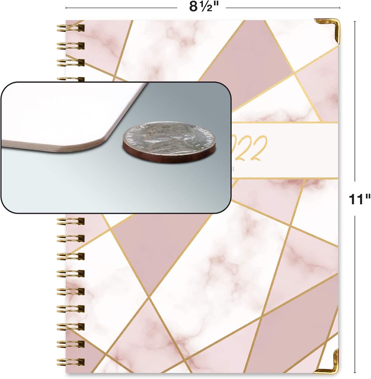 HARDCOVER Academic Year 2021-2022 Planner: (June 2021 Through July 2022) 8.5"x11" Daily Weekly Monthly Planner Yearly Agenda. Bookmark, Pocket Folder and Sticky Note Set (Pink Mosaic Triangle) : Office Products