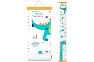 Height Chart for Kids Boys Girls,Baby Canvas Growth Chart Removable Wood Hanging Wall Ruler Room Decal (Dinosaur)