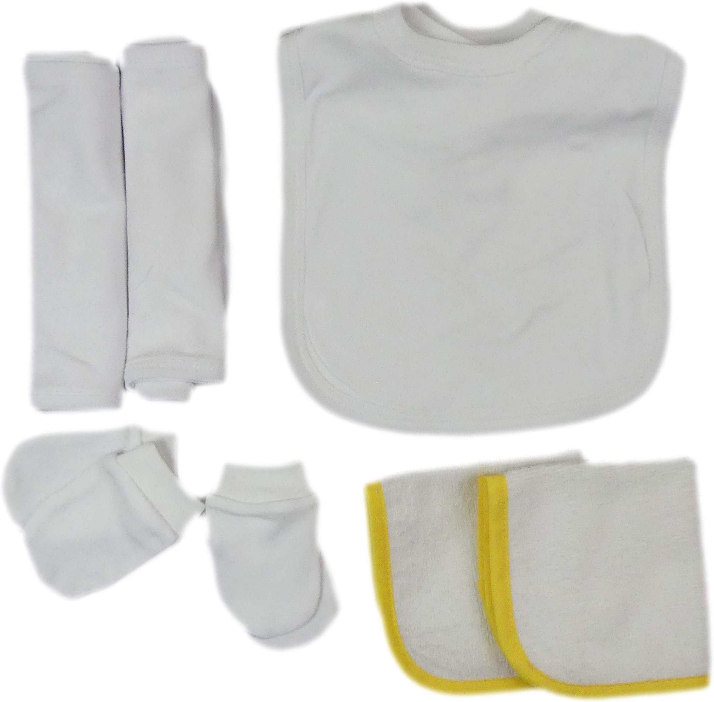Newborn Baby Essentials Scratch Mitts Flannels Burp Cloths and Bibs Great Gift