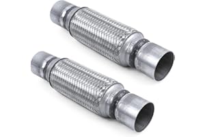 WestMotive, Exhaust Flex Pipe, 2.25"x8"x12" Overall Length Heavy Duty Stainless Steel Double Braid Flexible Tube, 2 Pack