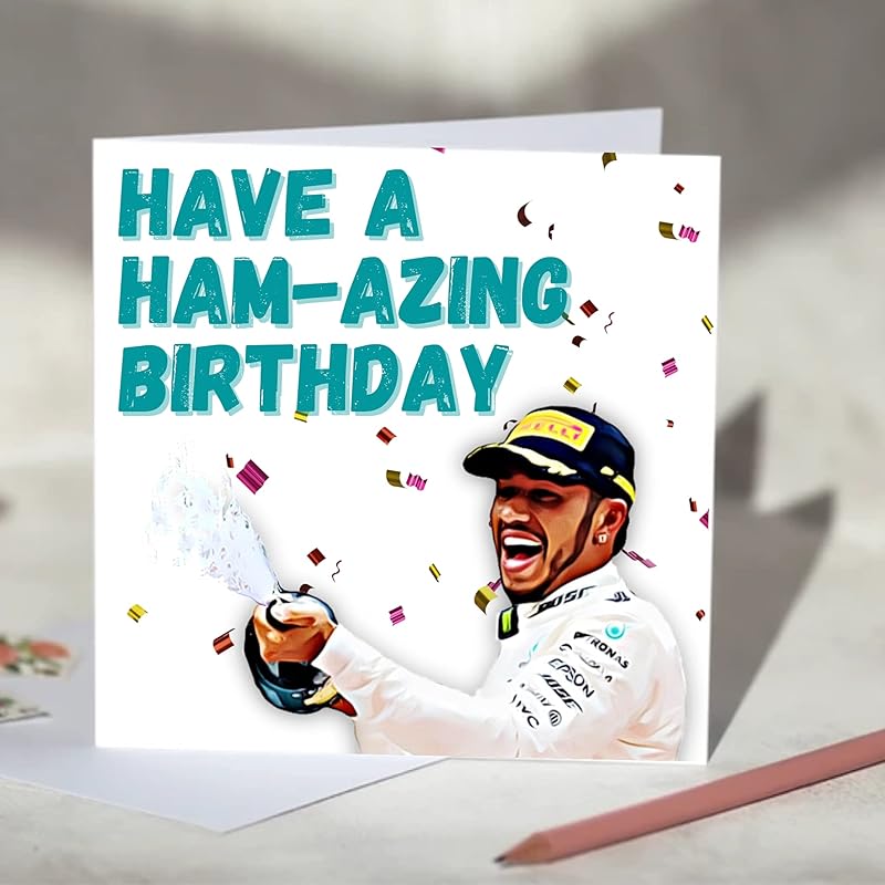 Lewis Hamilton 'Have a Hamazing Birthday' F1 Card Amazon.co.uk Handmade
