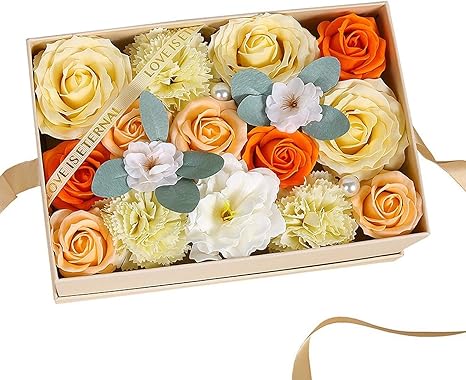 Amazon プリザーブドフラワー 枯れない花束 薔薇石鹸花 創意ボックスフラワー 女性用などに最適 結婚祝い 昇進 退職祝い お見舞い 新築転居 祝い入学 卒業祝い 贈り物 贈答品 プレゼント イエロー プリザーブドフラワー オンライン通販