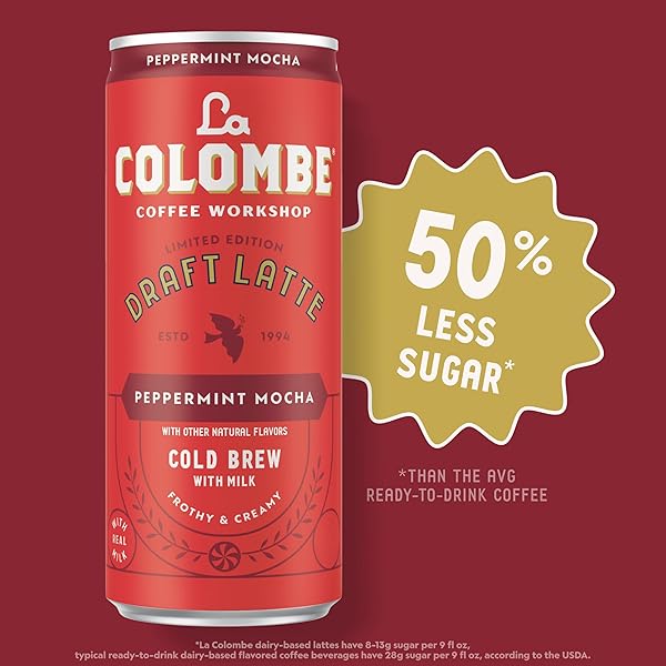 LA COLOMBE PEPPERMINT MOCHA DRAFT LATTE – 9 FLUID OUNCE, 4 COUNT – COLD-PRESSED ESPRESSO AND FROTHED MILK + PEPPERMINT AND DARK CHOCOLATE – MADE WITH REAL INGREDIENTS – GRAB AND GO COFFEE