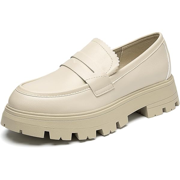 Amazon.com | TNXZ Girl Platform Loafer Soft Leather Slip-ons