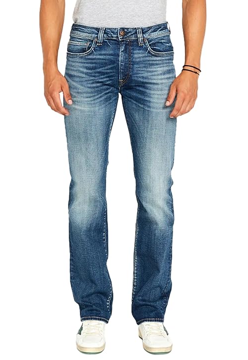 Buffalo David Bitton Men's Relaxed Straight Driven Jeans, Authentic and Sanded Indigo, 34W x 30L