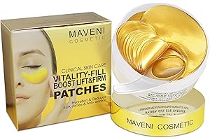 MAVENI Gold Under Eye Patches-60 Pcs Eye Masks | Anti-Aging |Boost Lift & Firm the Look of the Eye Area |Eye Patches for Puffiness,Bags,Dark Circles (60 Count (Pack of 1), Under Eye Patches)