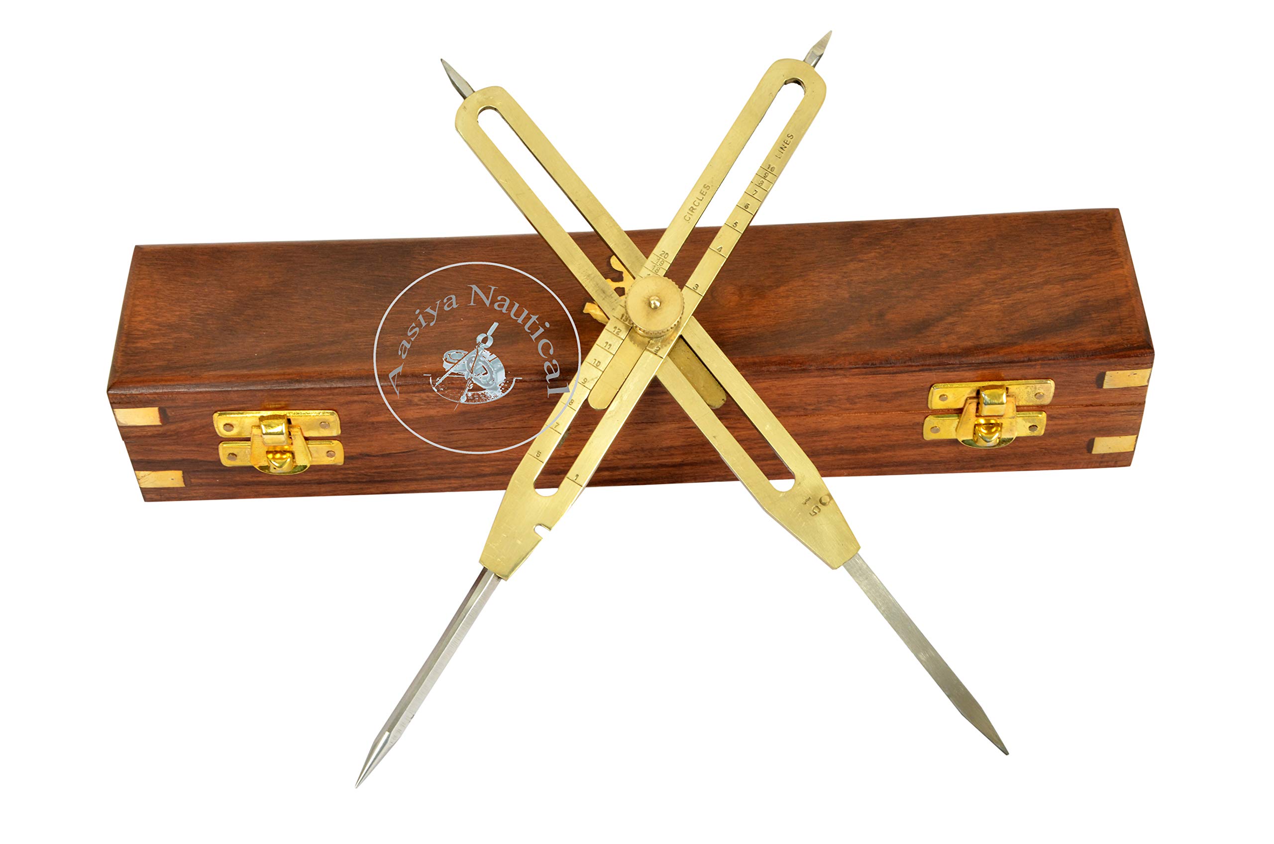 Artist Proportional Scale Divider Drawing Tool Professional 9” Long Solid Brass with Heavy Duty Steel Point with with Wooden Box an