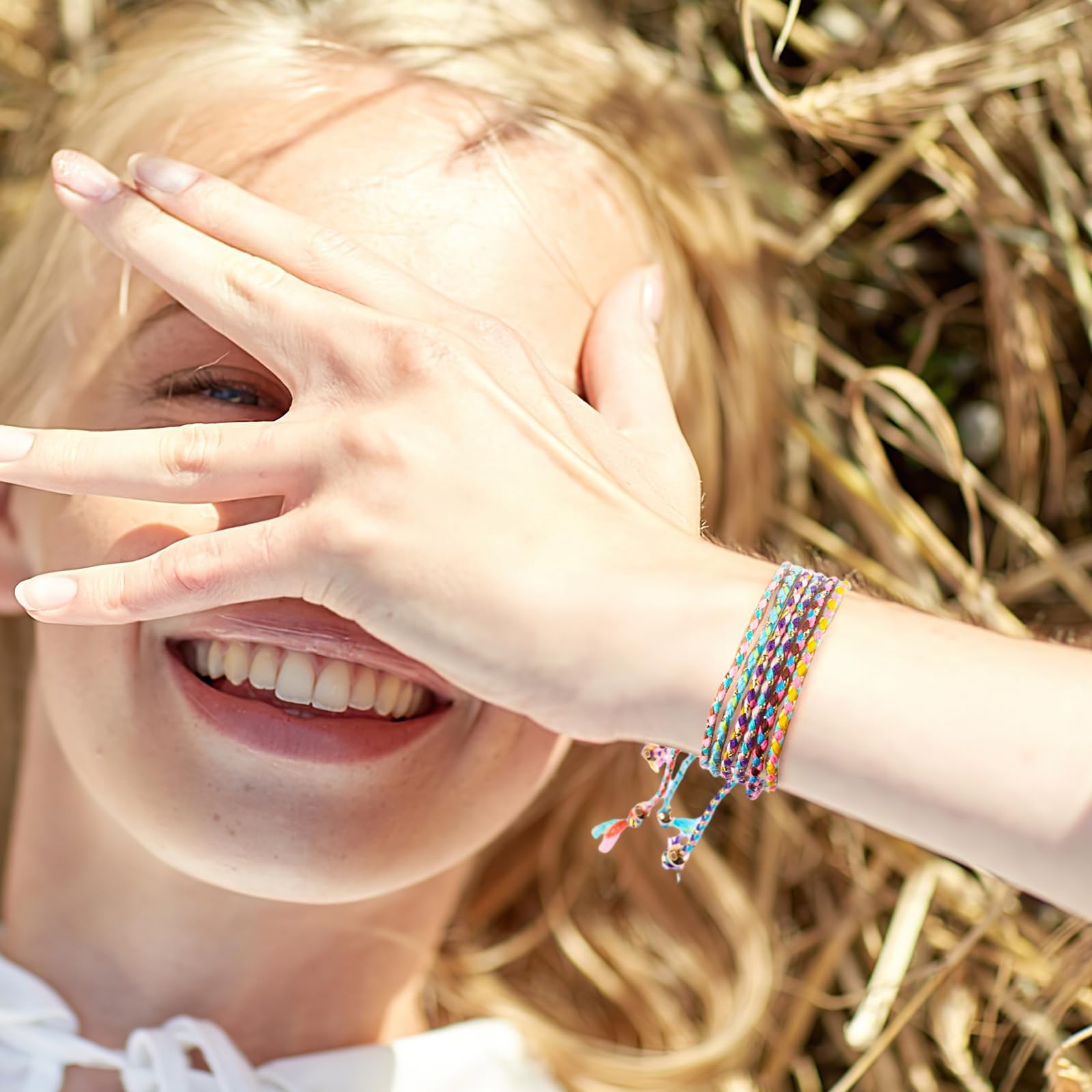 LOVEINUSA 35PCS Woven Wrap Friendship Bracelets, Adjustable Colorful Friendship Bracelets Nepal Style Woven Bracelets Braided Friendship Bracelets for Women Men and Teens Handmade